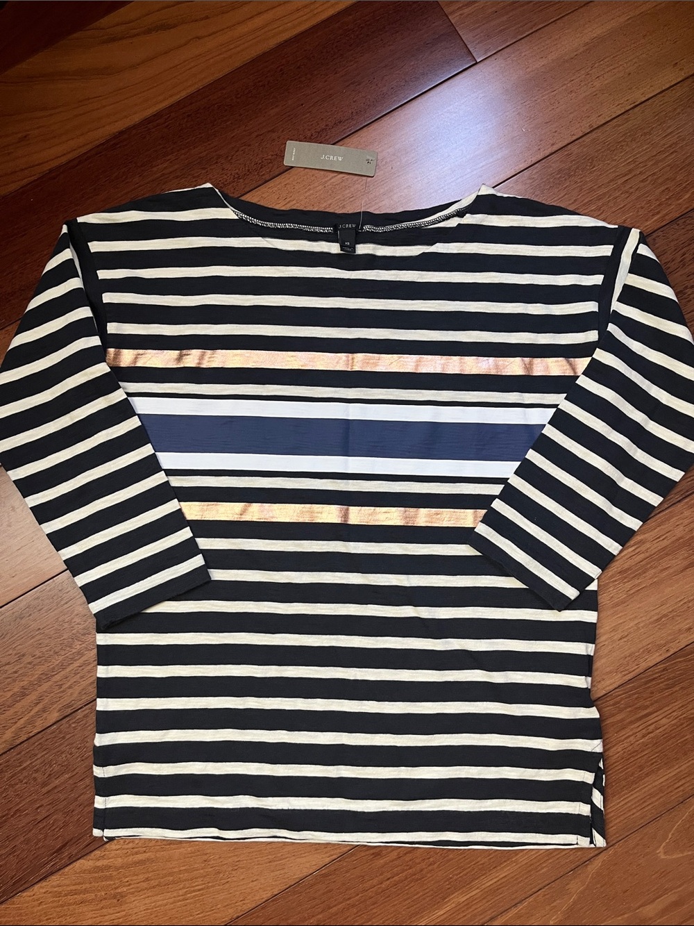 NWT J. Crew Metallic Stripe Boatneck
